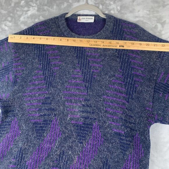Jean Bernard Paris Knit Sweater Women's 16 Purple Gray Metallic Abstract (0594) - Picture 8 of 10